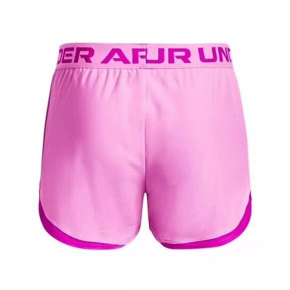 Under Armour Girls' Play Up Solid Workout Gym Shorts Stellar Pink 1362322-638 YM - Picture 3 of 8